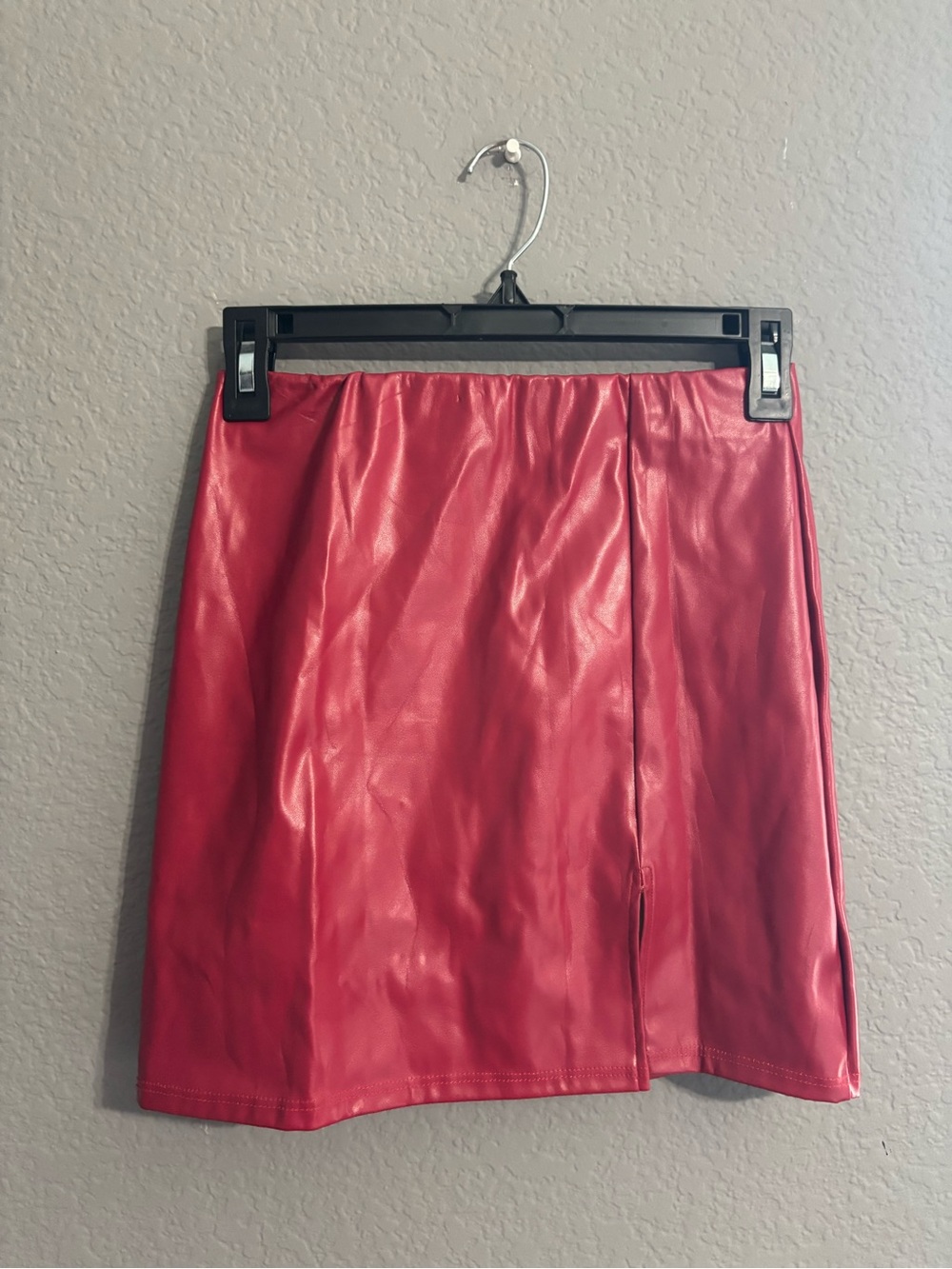 Faux Leather Red Mini Skirt - Women